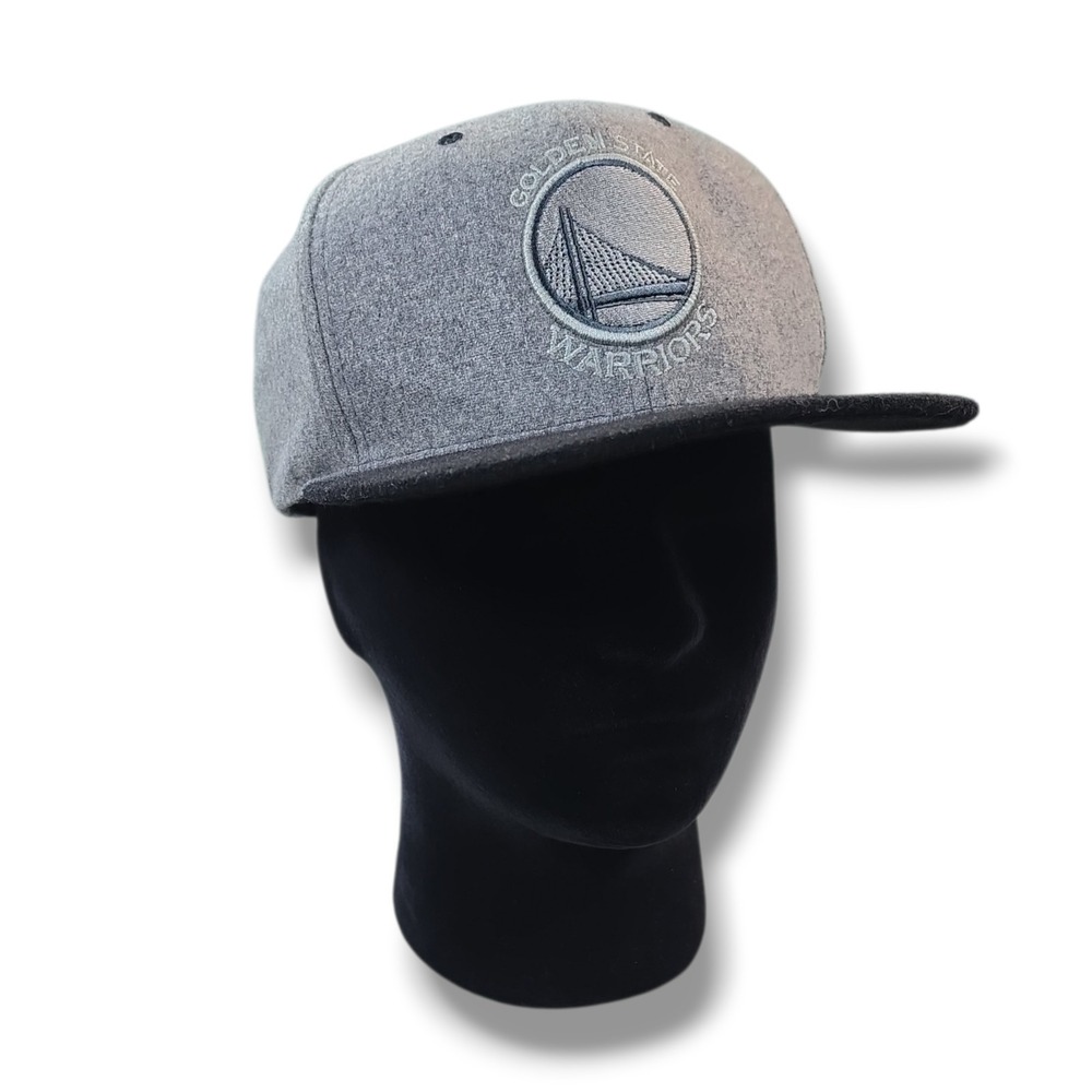 Golden State Warriors Hat Cap Snap Back Gray Wool Blend Mitchell & Ness NBA